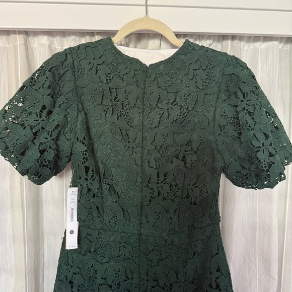 AQUA Green Floral Lace Puff-Sleeve Mini Dress S | NWT $245 - Picture 6 of 11